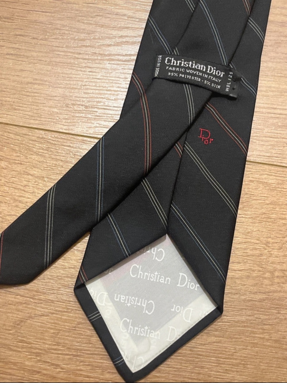 Christian Dior Vintage Men’s Black Striped Silk-Blend Tie